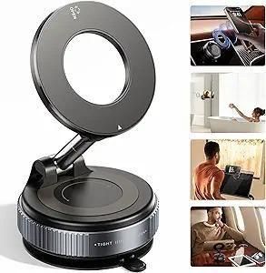 Vacuum Suction Magnetic Bracket – 96 lbs Strong Lock | 360° Adjustable Car & Home Mount