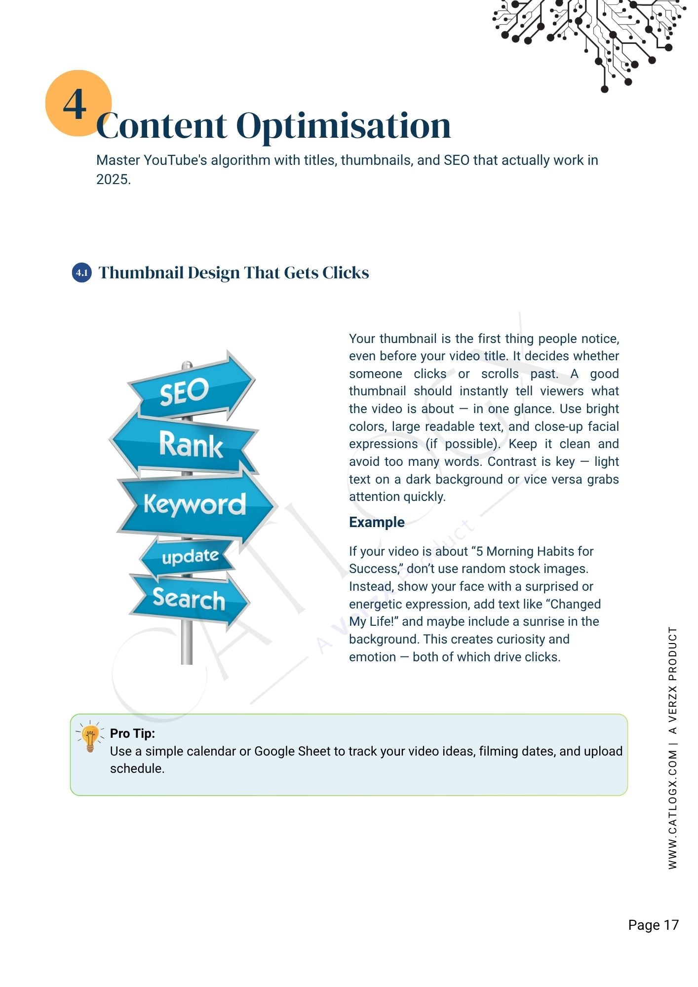 Page from a book or document on content optimization with text and icons.
