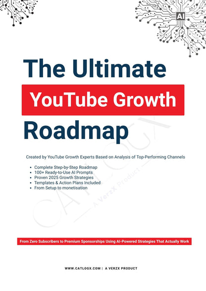 Book cover of 'The Ultimate YouTube Growth Roadmap' with text and logo on a white background